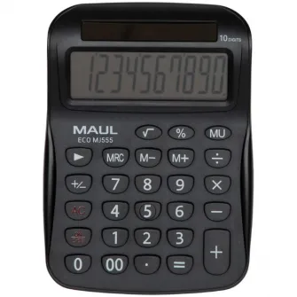 Calculator de birou Maul ECO MJ555, 10 digits, realizat din plastic reciclat, incarcare solara-negru
