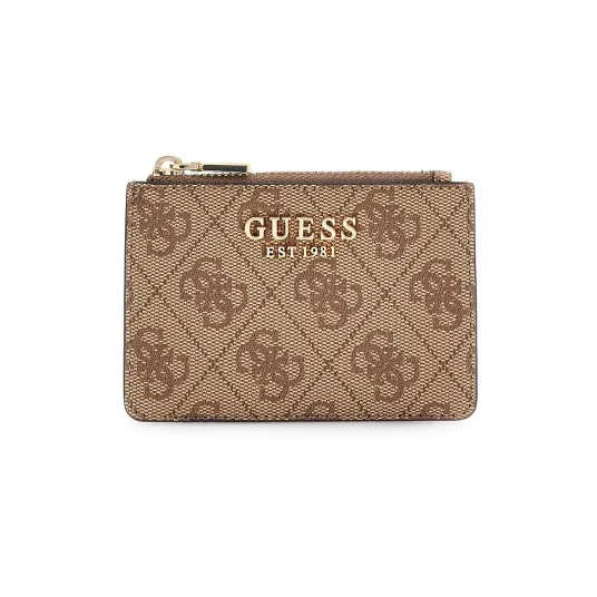 GUESS, Portcart cu model monograma, Camel