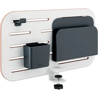 Kit organizator Leitz Ergo, pentru birou (max.3.5 cm), 42x25 cm, include 3 suporti pentru accesorii, alb