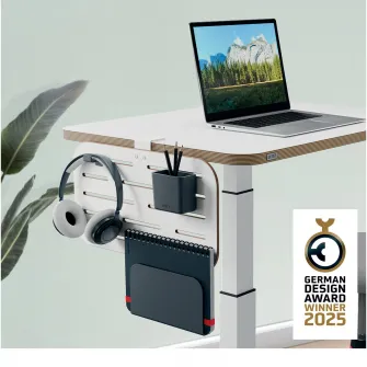 Kit organizator Leitz Ergo, pentru birou (max.3.5 cm), 42x25 cm, include 3 suporti pentru accesorii, alb