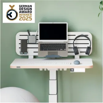 Kit organizator Leitz Ergo, pentru birou (max.3.5 cm), 80x25 cm, include suport pentru laptop si 3 suporti pentru accesorii, alb