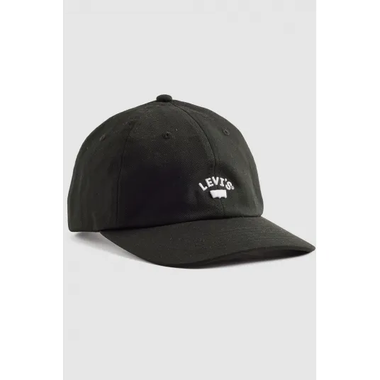 Levi's, Sapca cu logo brodat, Negru, Alb murdar