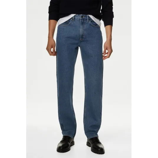 Marks & Spencer, Blugi cu croiala dreapta, Albastru, W34-L31