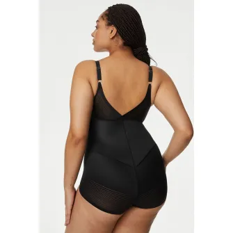 Marks & Spencer, Body modelator cu insertii de plasa, Negru, 12