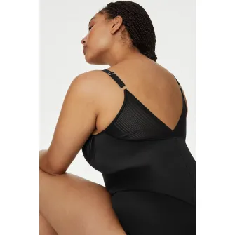 Marks & Spencer, Body modelator cu insertii de plasa, Negru, 12