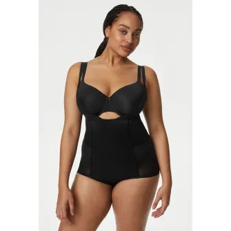Marks & Spencer, Body modelator cu insertii de plasa, Negru, 12