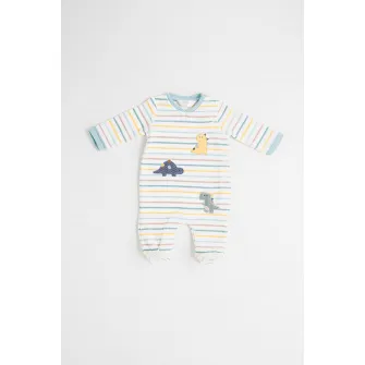 Mayoral, Salopeta de pijama de plus, Verde, Galben, Alb murdar, 75 CM