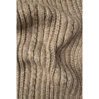 Pepe Jeans London, Fular din tricot cu terminatii striate, Bej inchis