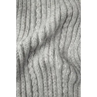 Pepe Jeans London, Fular din tricot cu terminatii striate, Gri cenusiu