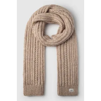 Pepe Jeans London, Fular din tricot cu terminatii striate, Roz prafuit