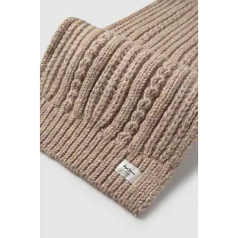 Pepe Jeans London, Fular din tricot cu terminatii striate, Roz prafuit