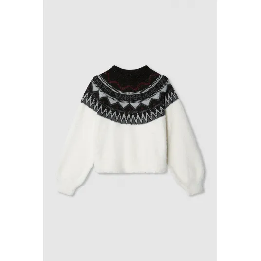Pepe Jeans London, Pulover din amestec de bumbac, Negru, Rosu inchis, Alb murdar, 152 CM