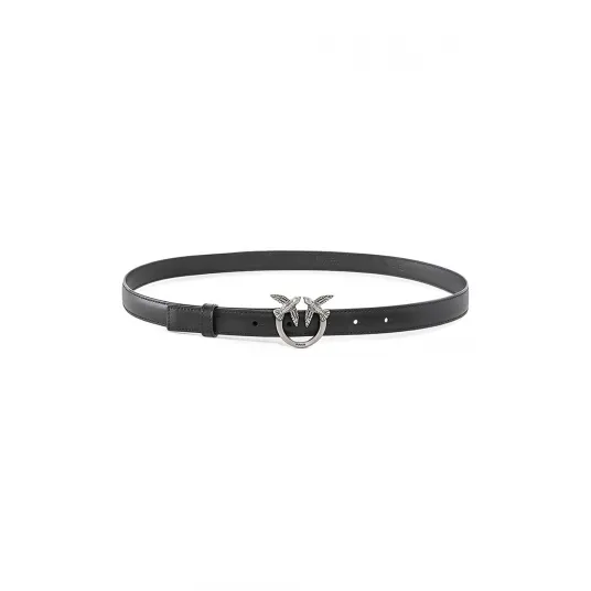 Pinko, Curea de piele Love Birds, Negru, 89