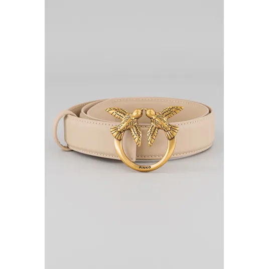Pinko, Curea din piele Love Berry, Maro nisip, 84