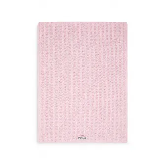Pinko, Fular din amestec de lana cu logo, Roz pastel