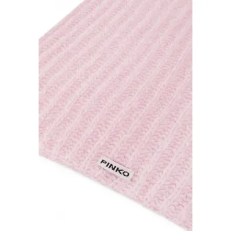 Pinko, Fular din amestec de lana cu logo, Roz pastel