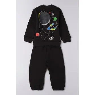 Sarabanda, Trening de bumbac cu imprimeu spatial, Alb, Verde, Negru, 92 CM