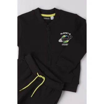 Sarabanda, Trening de bumbac cu imprimeu spatial, Alb, Verde, Negru, 92 CM