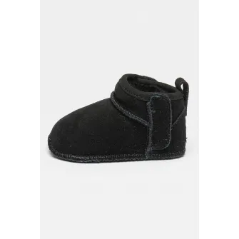 UGG, Cizme scurte de piele intoarsa Classic Ultra Mini, Negru, 16 EU