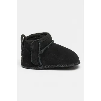 UGG, Cizme scurte de piele intoarsa Classic Ultra Mini, Negru, 16 EU