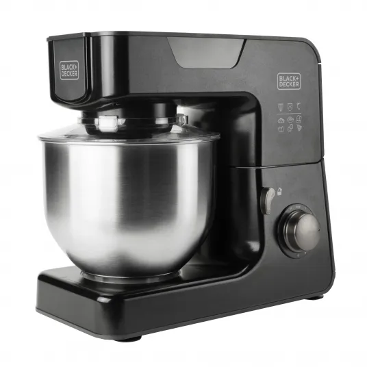 Mixer cu bol BlackDecker BXKM1000E, 1000W, bol inox 5.2l, Negru