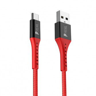 Cablu incarcare PEXIL, USB-C, 3A, 1m, rosu