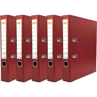 Set 5 bibliorafturi Delmet, A4, PP/Hartie, certificare FSC, 50 mm, grena