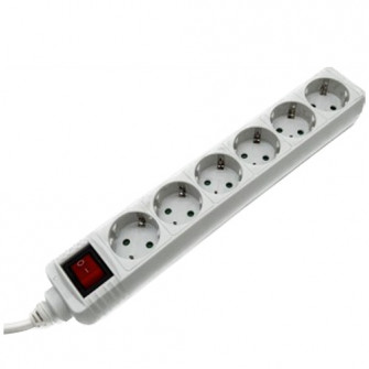 Prelungitor Hama R9223812, cu intrerupator, 6 prize, H05VV-F3G1.5, 5 m, Alb