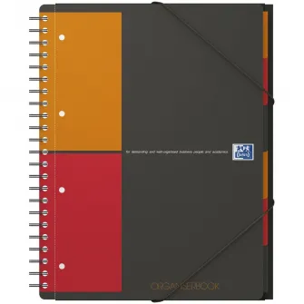 Agenda Organizator Oxford International Organiser Book, A4+ 80F, Hartie Optik 90G/Mp, Spira Dubla, Scribzee, Coperta Pp, Pefc, Margini Duble Si Antet, Microperf Si 4 Perf, 6 Separatoare Repoz, 3 Clape Spate, Inchidere Elastic, Patratele, Culoare Gri