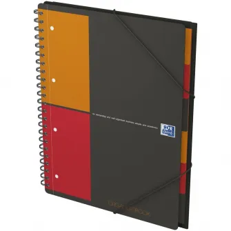 Agenda Organizator Oxford International Organiser Book, A4+ 80F, Hartie Optik 90G/Mp, Spira Dubla, Scribzee, Coperta Pp, Pefc, Margini Duble Si Antet, Microperf Si 4 Perf, 6 Separatoare Repoz, 3 Clape Spate, Inchidere Elastic, Patratele, Culoare Gri