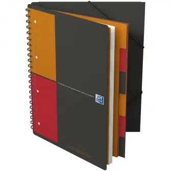 Agenda Organizator Oxford International Organiser Book, A4+ 80F, Hartie Optik 90G/Mp, Spira Dubla, Scribzee, Coperta Pp, Pefc, Margini Duble Si Antet, Microperf Si 4 Perf, 6 Separatoare Repoz, 3 Clape Spate, Inchidere Elastic, Patratele, Culoare Gri