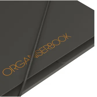 Agenda Organizator Oxford International Organiser Book, A4+ 80F, Hartie Optik 90G/Mp, Spira Dubla, Scribzee, Coperta Pp, Pefc, Margini Duble Si Antet, Microperf Si 4 Perf, 6 Separatoare Repoz, 3 Clape Spate, Inchidere Elastic, Patratele, Culoare Gri