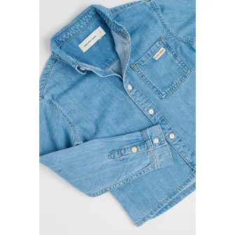 CALVIN KLEIN, Camasa din denim cu maneci lungi, Petrol, 164 CM