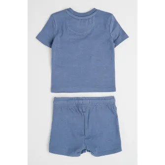 CALVIN KLEIN, Set de pantaloni scurti si tricou cu imprimeu logo - 2 Piese, Albastru prafuit