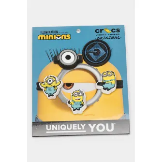 Crocs, Set de talismane cu model desene animate, pentru saboti - 4 Piese, Negru, Galben pai, Albastru deschis