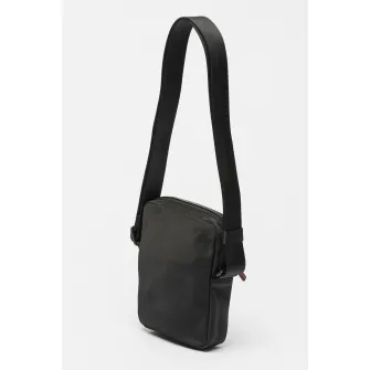 HUGO, Geanta crossbody cu aplicatie logo, Negru
