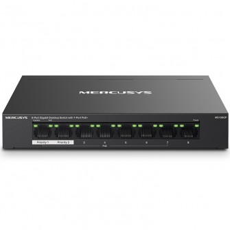 Switch PoE Mercusys Desktop, MS108GP, 8 porturi Gigabit, din care 7 porturi PoE 65W buget PoE