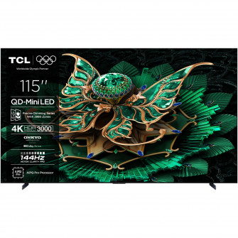 Televizor TCL MiniLed 115C7K, 291 cm, Smart Google TV, 4K Ultra HD, 100Hz, Clasa E (Model 2025)
