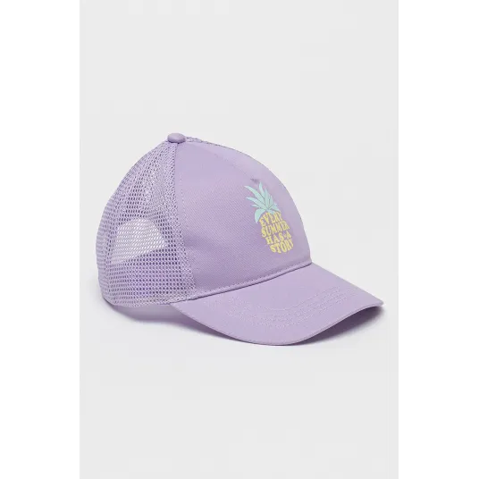 United Colors of Benetton, Sapca trucker cu imprimeu discret, Galben pai, Lila