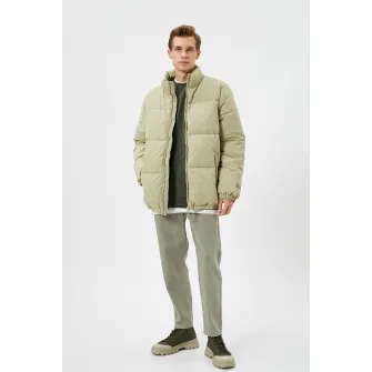 KOTON, Geaca uni cu guler mediu, Verde pal, L