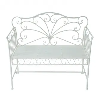 Banca de gradina Outsunny Romantic, 2 Locuri, Fier, 113.5x50x93.5 cm, Alb