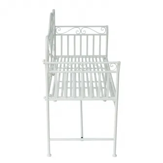 Banca de gradina Outsunny Romantic, 2 Locuri, Fier, 113.5x50x93.5 cm, Alb