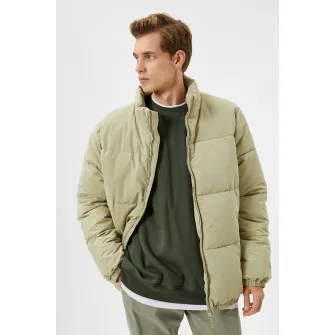 KOTON, Geaca uni cu guler mediu, Verde pal, L