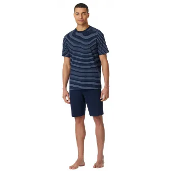 Schiesse, Pijama de bumbac cu maneci scurte, Albastru inchis, 2XL