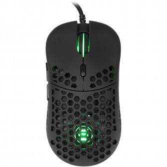 Mouse Gaming cu fir White Shark NAGINATA, 16.000 DPI, 1.000Hz, 50G, Chipset PIXART PWM 3389 + MCU 8948, Switch-uri OMRON 50 M, Butoane Programabile, RGB LED, Cablu braided 1,8m, 60gr., Negru