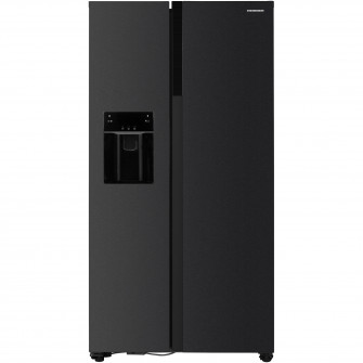 Side by side Heinner HSBS-HM513NFIMDXE++, 513 l, No Frost, Dozator de gheata, Display LED, Clasa E, Compresor Inverter, Smart, Alarma usa deschisa, H 177 cm, Inox