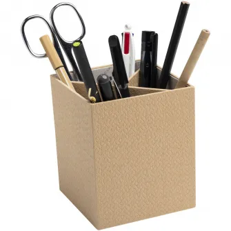 Suport instrumente de scris Exacompta OfficeByMe, 3 compartimente, carton 3mm, 9x9x10,7 cm, Bej