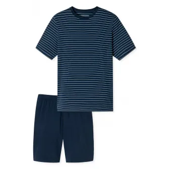 Schiesse, Pijama de bumbac cu maneci scurte, Albastru inchis, 2XL