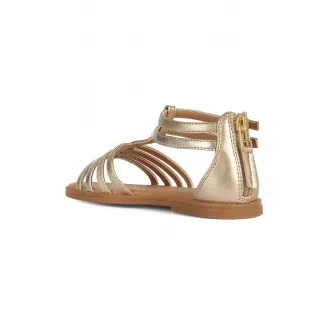 Geox, Sandale de piele ecologica cu aspect metalizat, Auriu, 29 EU