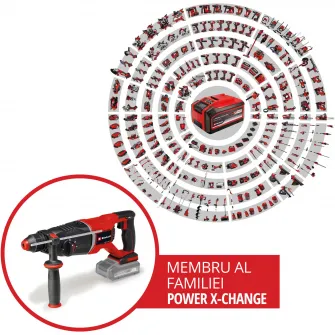Ciocan rotopercutor pe acumulatorEinhell Professional TP-HD 18/26 D Li BL - Solo 18V, 1150 RPM, forta impact 2.6J, gaurire beton 26 mm, fara acumulator/incarcator